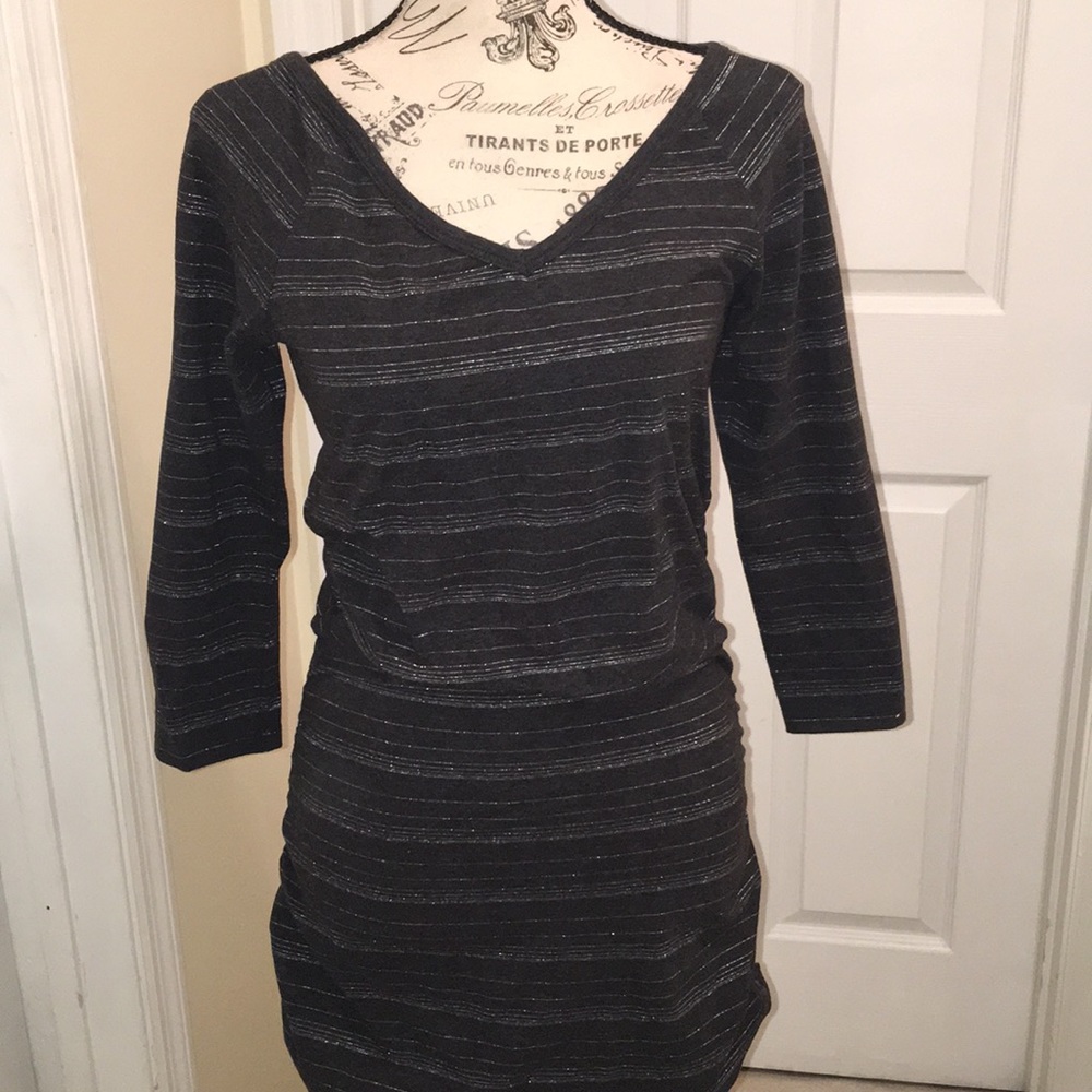 Express silver glitter stripe tunic dress Medium